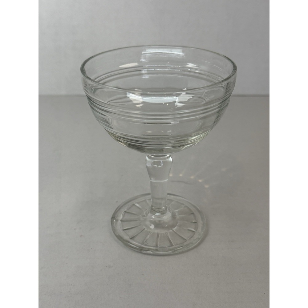 Anchor Hocking Banded Ring Crystal Clear 4 3/4" Tall Sherbet Depression Glass